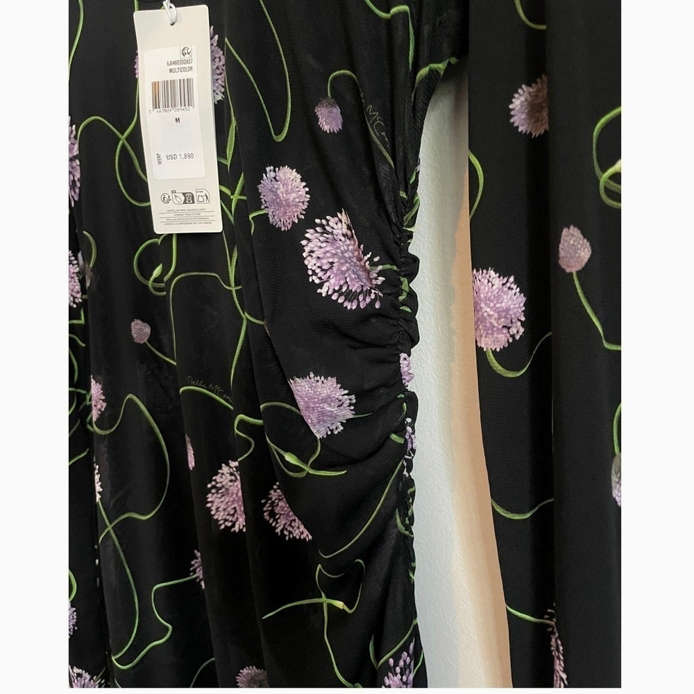 Stella McCartney Ruched Waist Twisted Floral Mesh Dress Black Size XS, Size Med - Picture 8 of 17